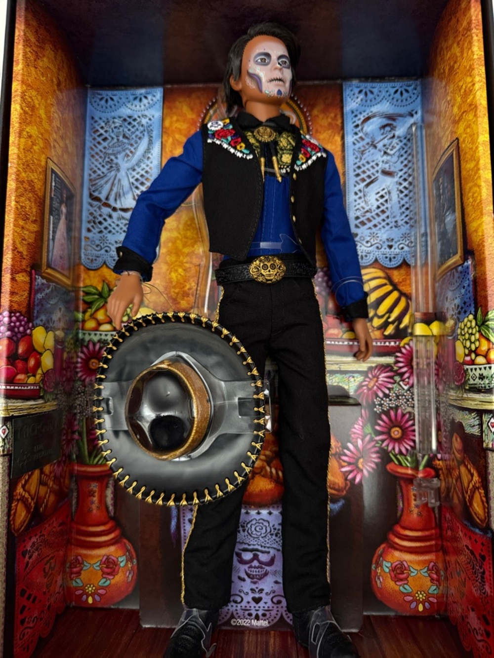 Barbie Día de Muertos Artwork — Blue, Black & Orange Ken day of dead doll 2022